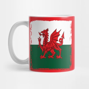 Y Ddraig Goch The Red Dragon Grunge Welsh Flag Mug